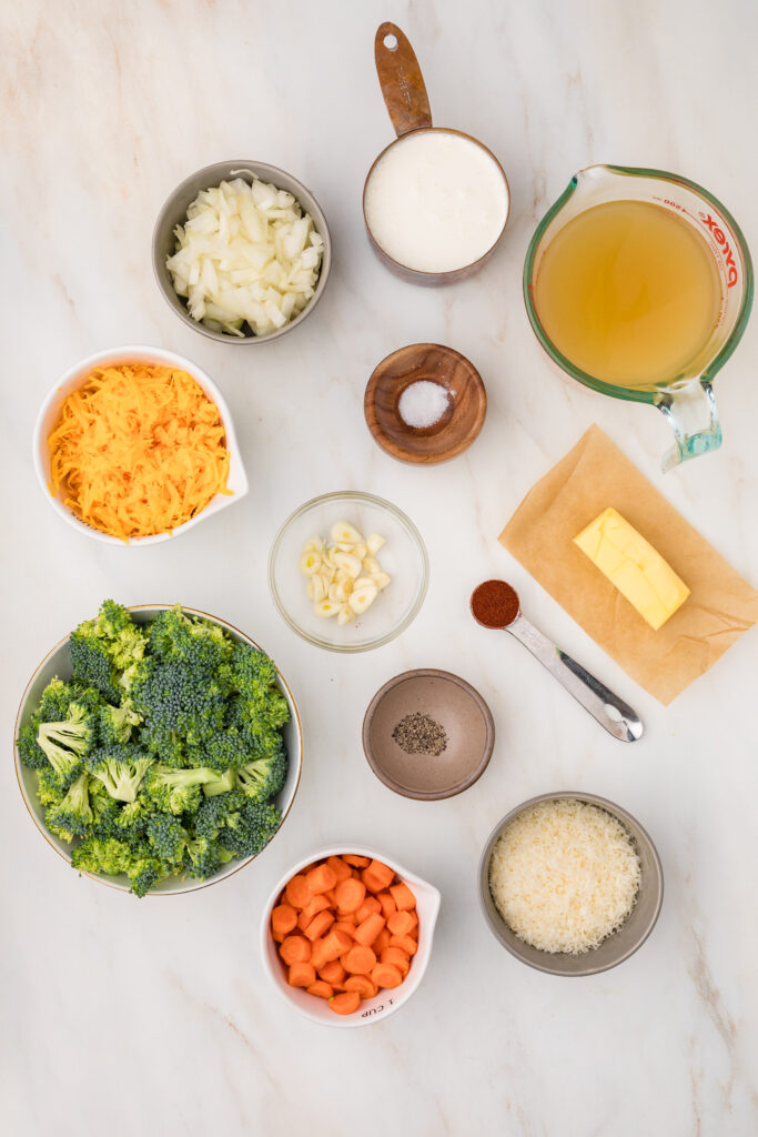 Broccoli Cheddar Parmesan Soup ingredients
