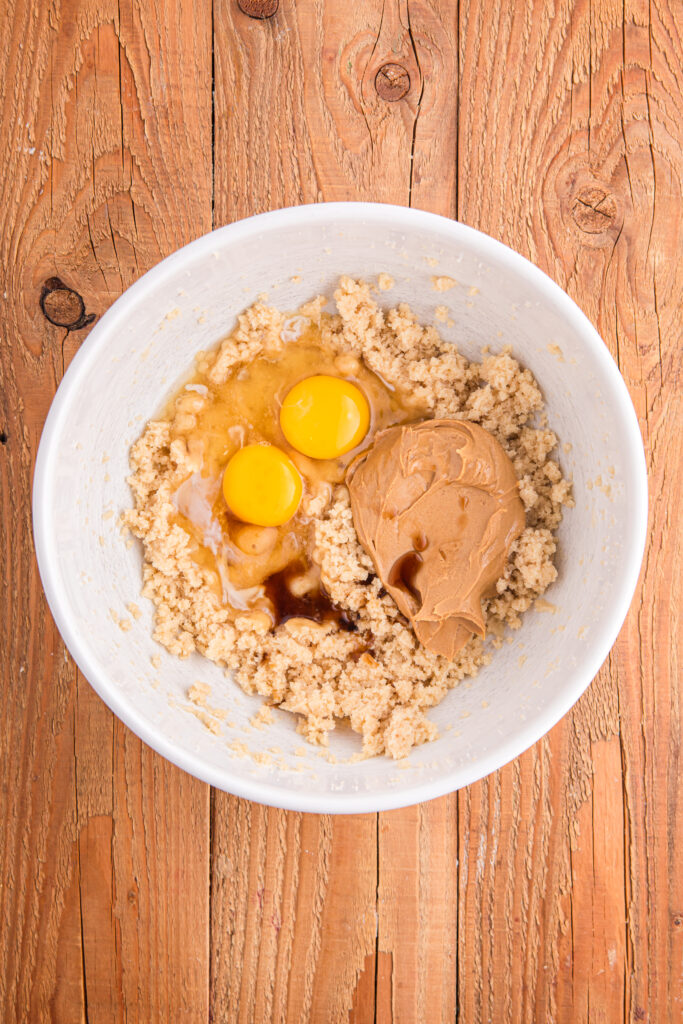 sugar and eggs in a bowl