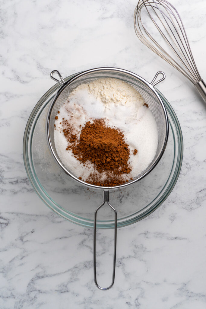 Dry ingredients for red velvet cake