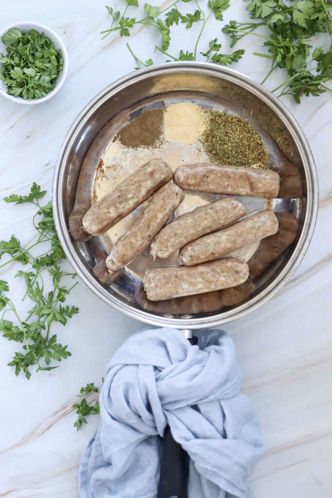 Italian sausage in a pan