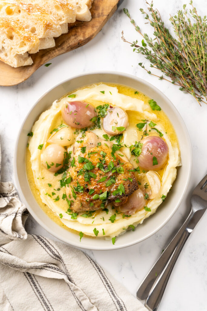 One-pot French chicken recipe with mashed potatoes