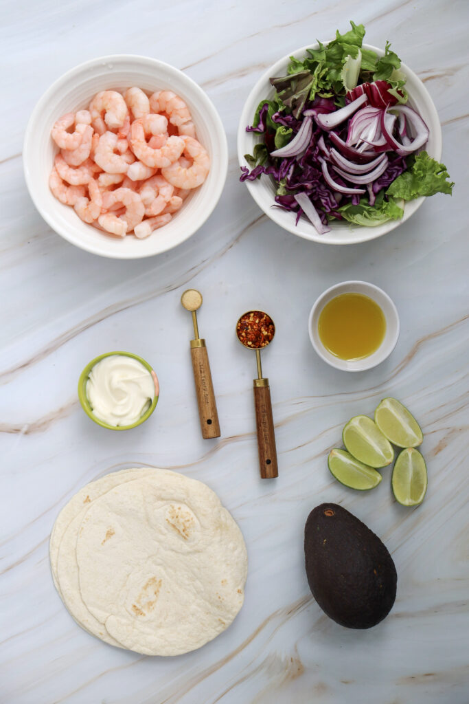 shrimp tacos ingredients shot