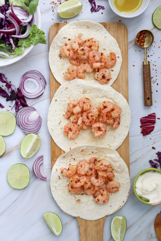 shrimp in tortillas