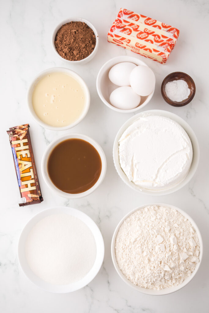 ingredients chocolate caramel poke cake