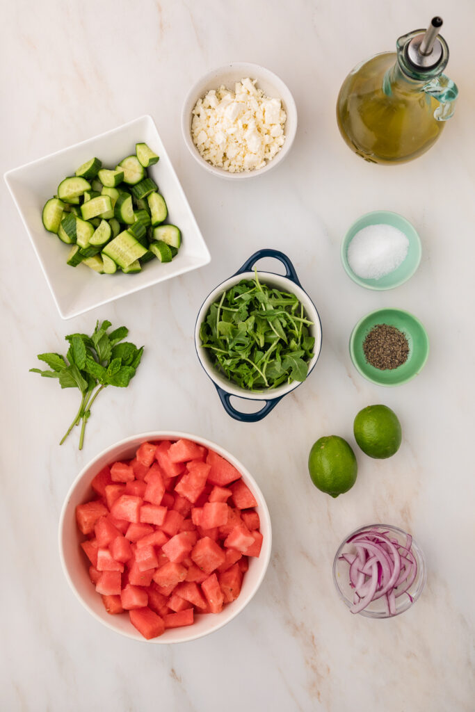 ingredients for watermelon salad