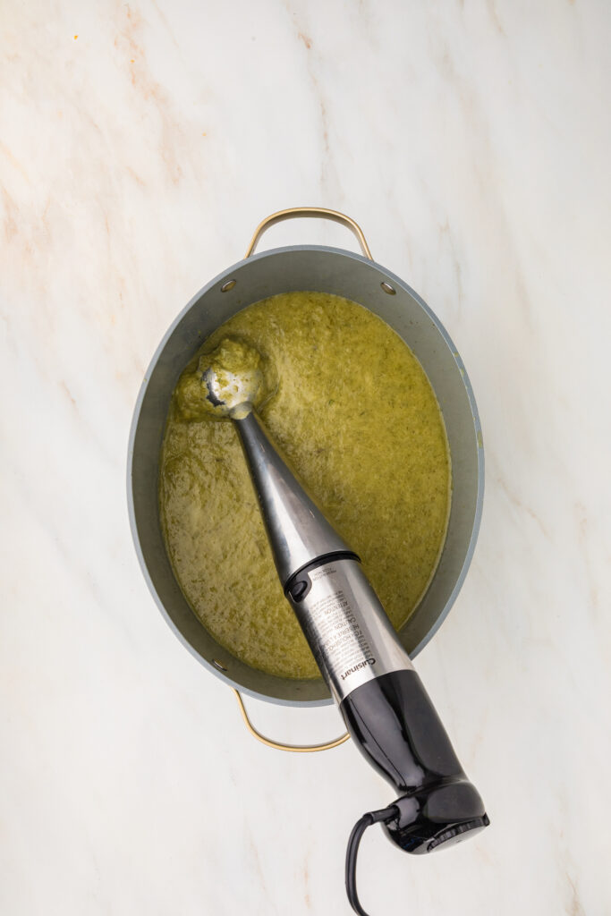 A creamy bowl of slow cooker potato and leek soup