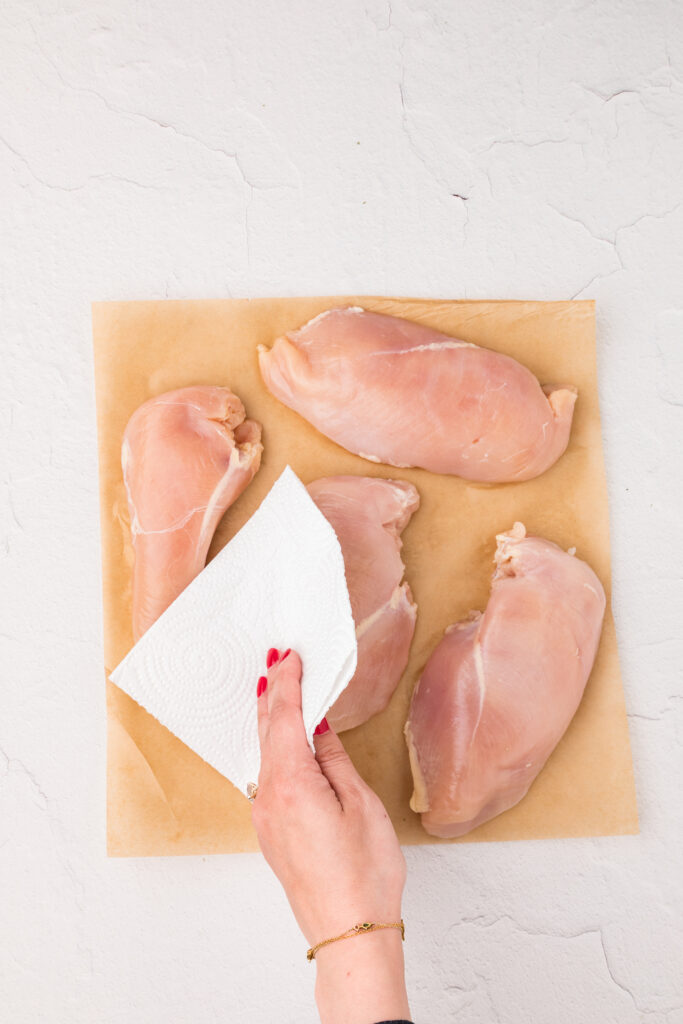 patting dry chicken